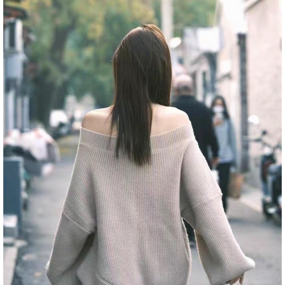 秋冬款斜肩針織毛衣-細節圖6