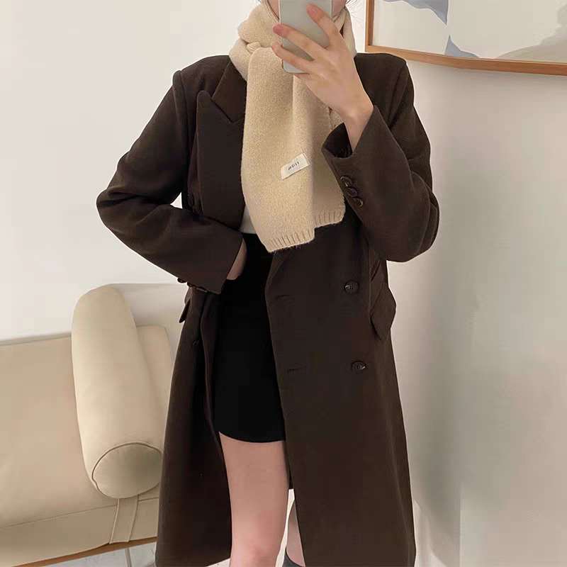 秋冬法式質感雙排扣毛呢大衣-細節圖6