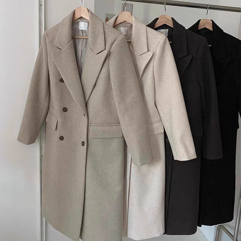 秋冬法式質感雙排扣毛呢大衣-細節圖10