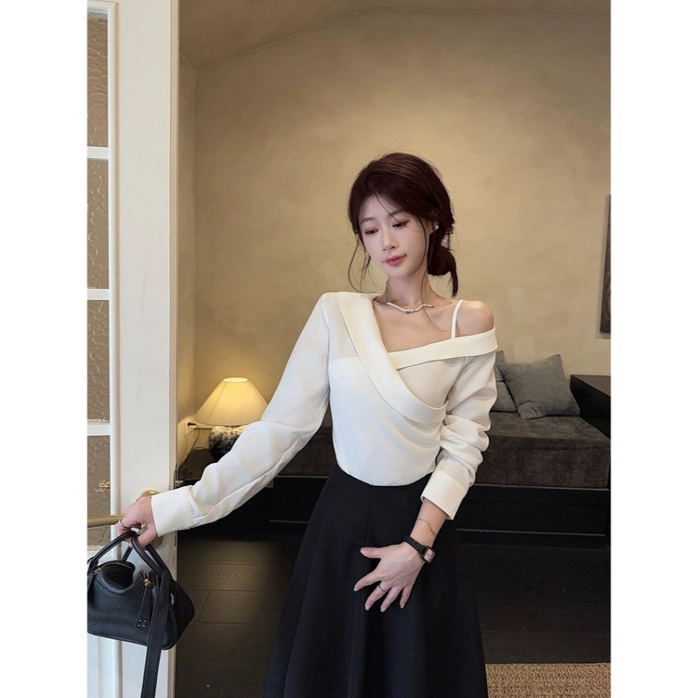 趙露思許妍同款白襯衫＋黑半身裙兩件套-細節圖7