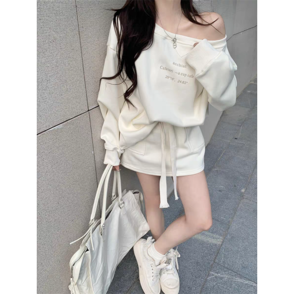 韓版慵懶風斜肩運動休閒短袖+半身裙兩件套-規格圖9