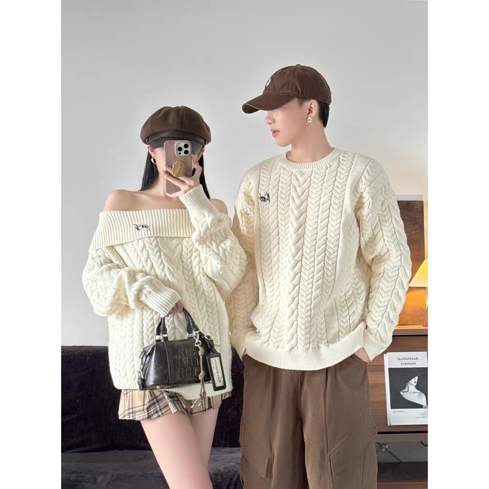 韓版慵懶風情侶針織毛衣-細節圖5