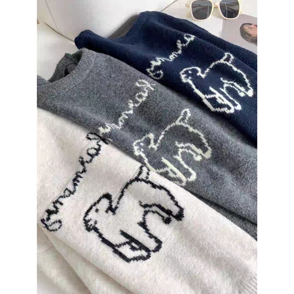 小羊刺繡圓領寬鬆毛衣-細節圖5