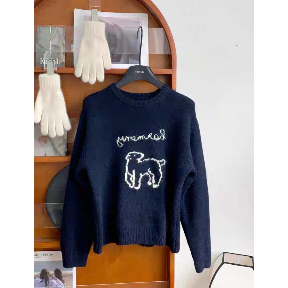 小羊刺繡圓領寬鬆毛衣-規格圖7