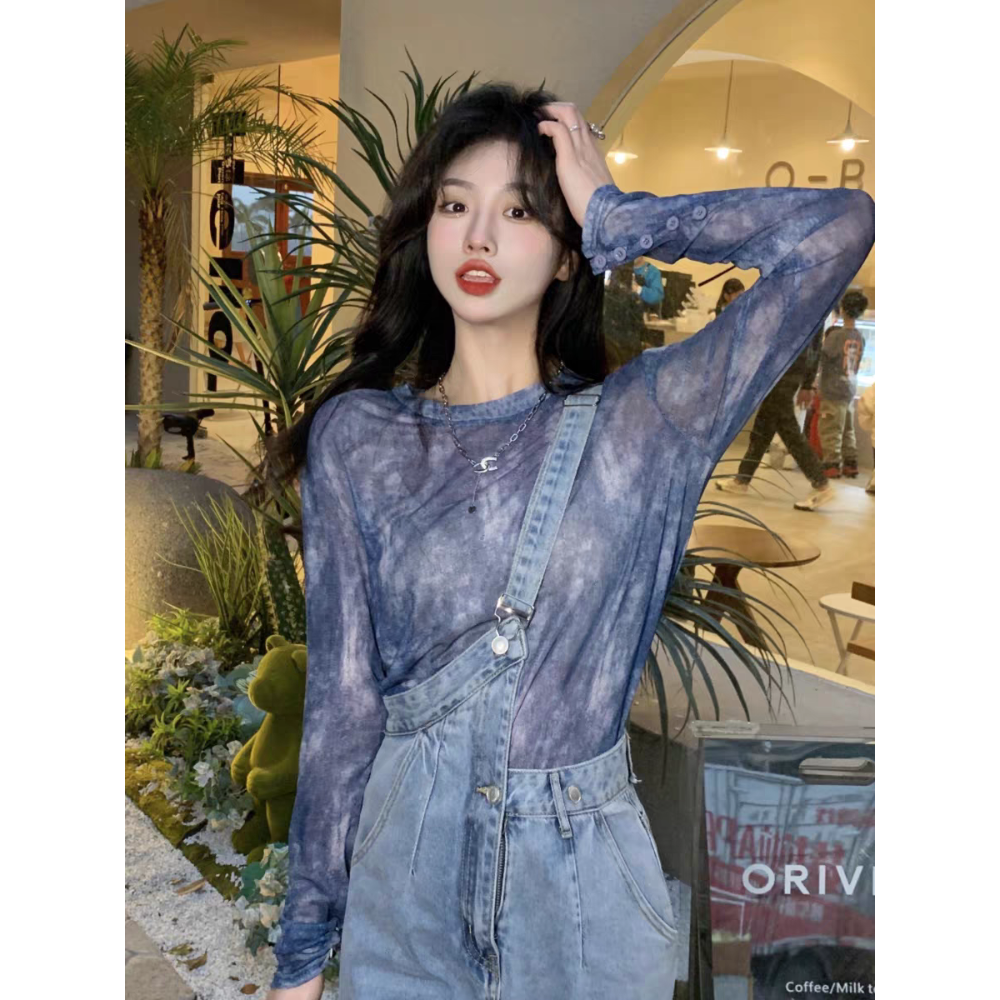 單肩不規則牛仔背帶褲-細節圖4