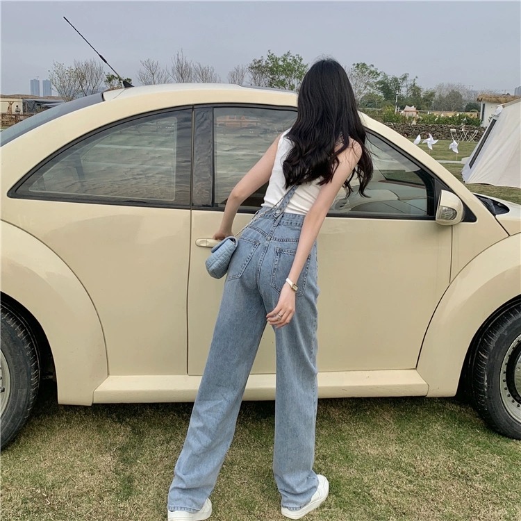 單肩不規則牛仔背帶褲-細節圖9