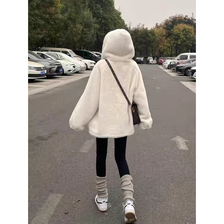 韓版連帽毛絨保暖外套-細節圖6