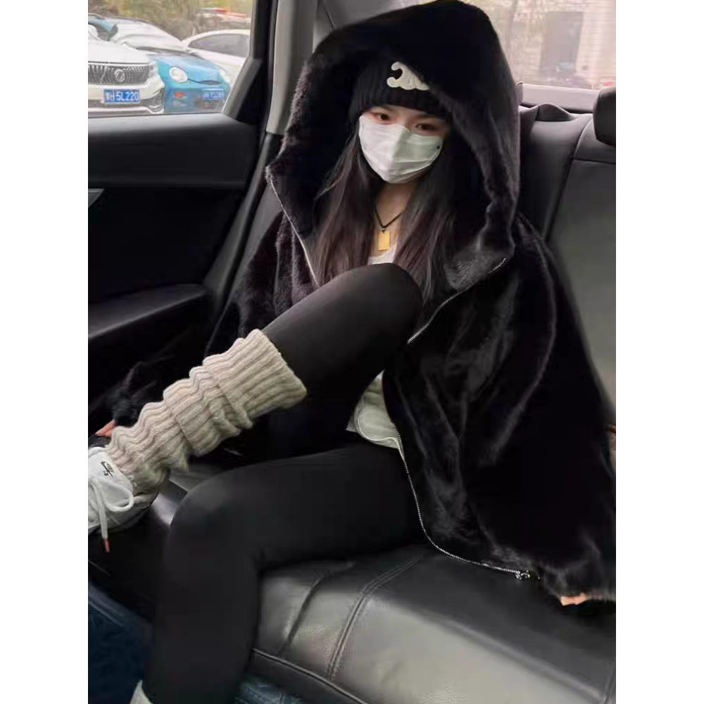 韓版連帽毛絨保暖外套-細節圖7