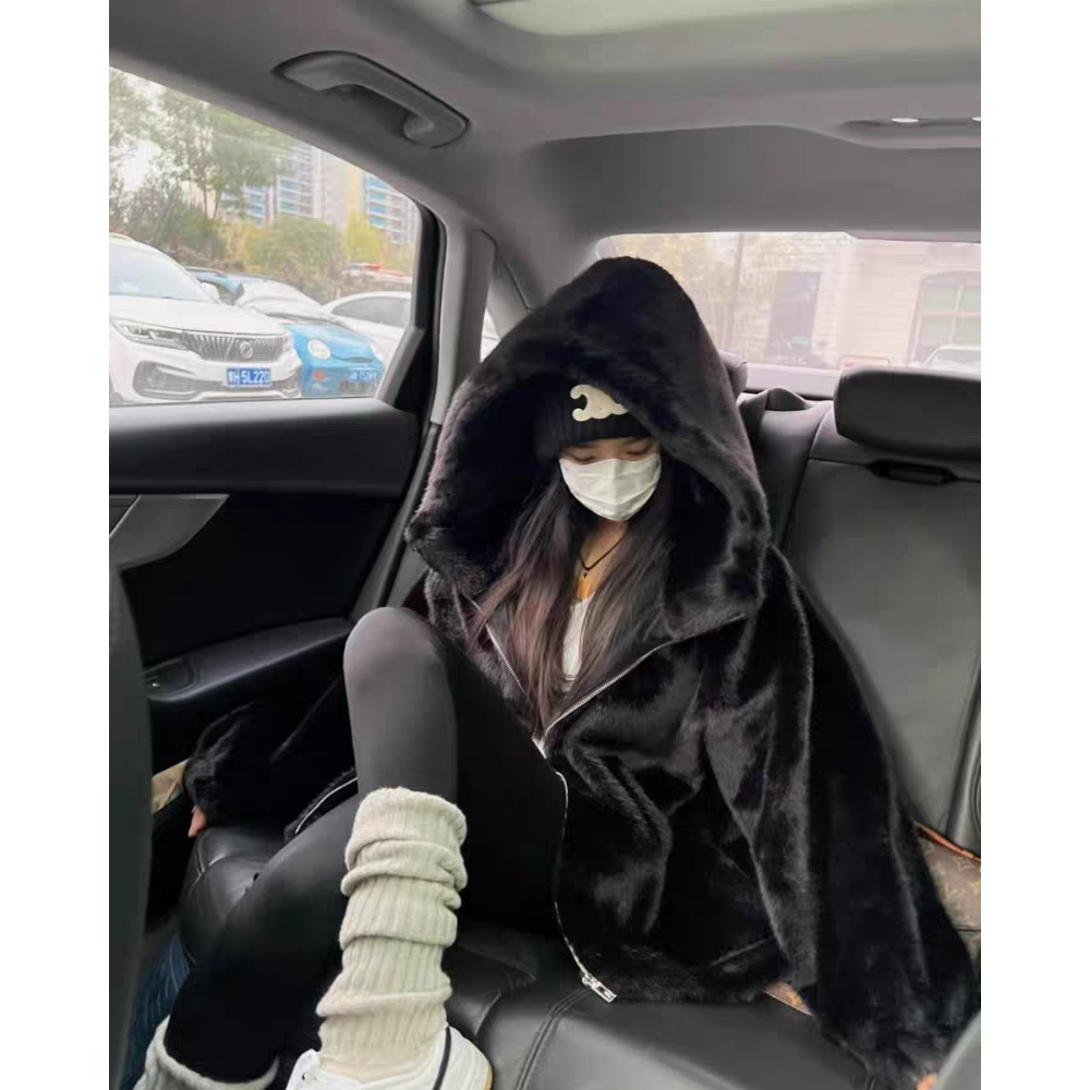 韓版連帽毛絨保暖外套-細節圖8