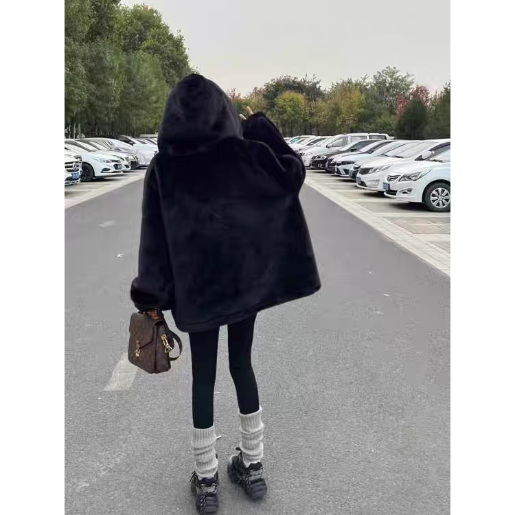 韓版連帽毛絨保暖外套-細節圖11