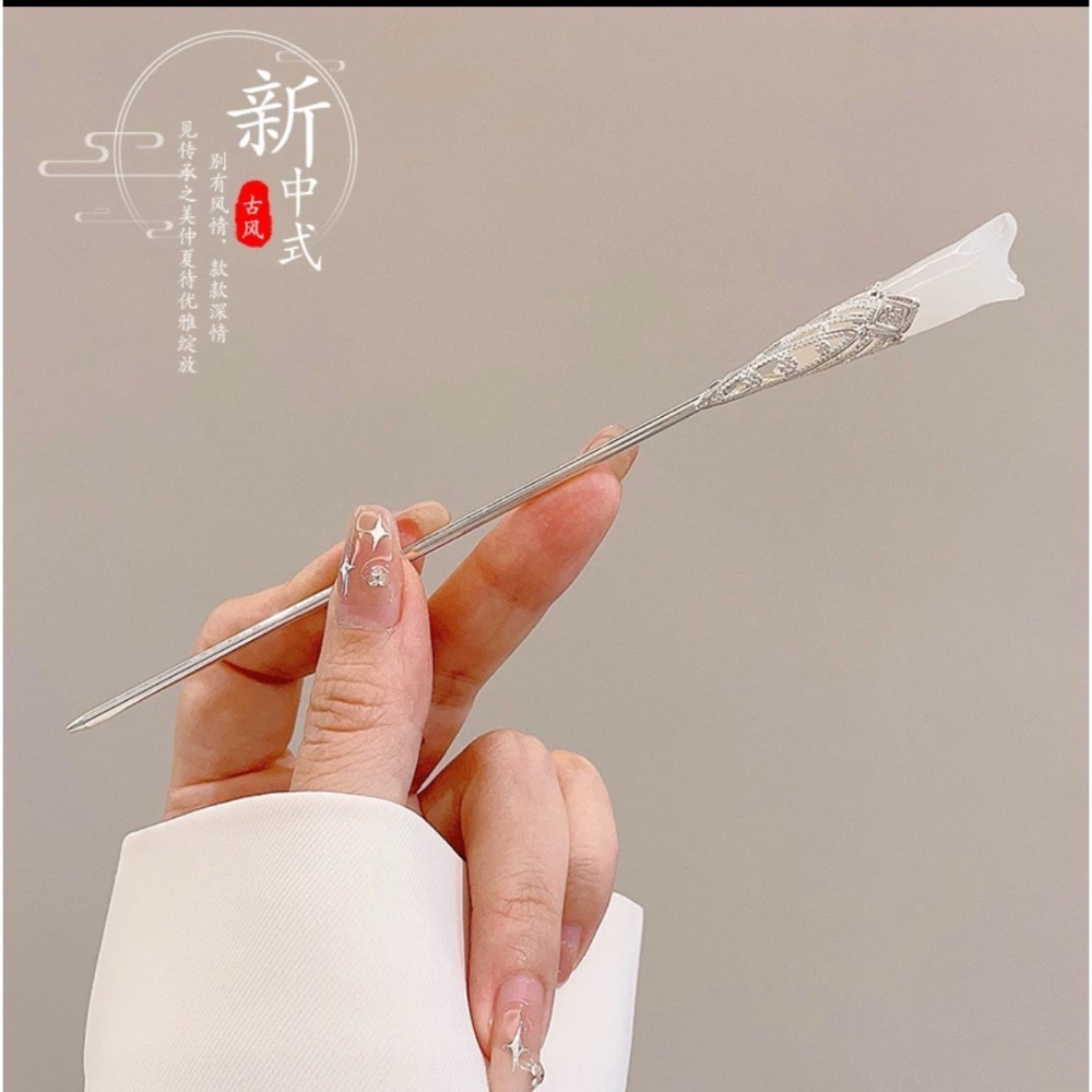 現貨24小時出貨韓國風髮簪 古風高級感簪子 新中式髮釵 簡約現代木簪 盤髮器玉簪女-規格圖11