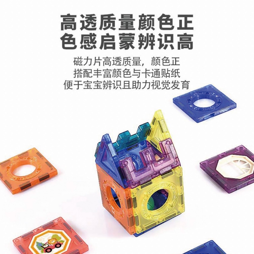 【台灣現貨】磁力片 彩色透光磁力積木片 磁力積木 幼兒教具 百變磁力片 益智玩具 磁性積木 玩具 兒童節禮物 教具-細節圖5