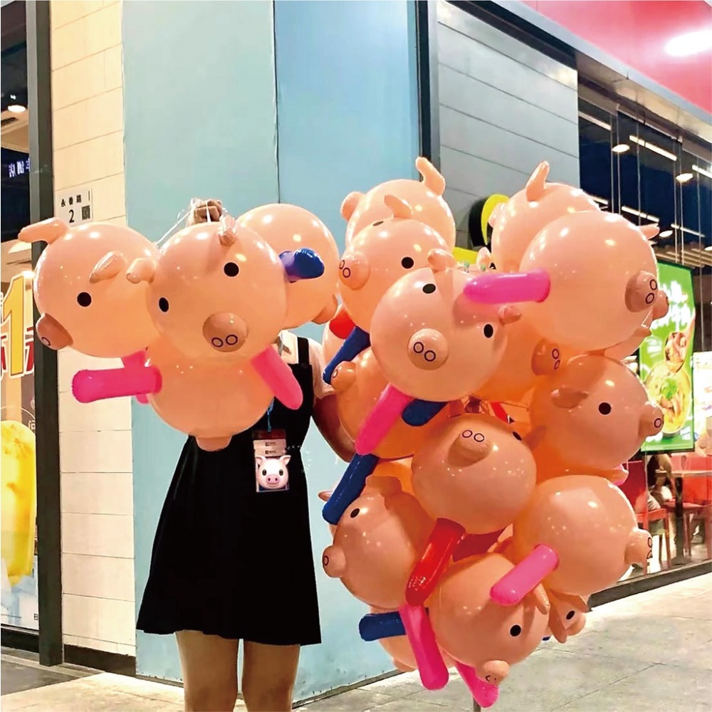 【台灣現貨】小豬仔氣球 粉紅色豬豬氣球 豬頭充氣棒 豬豬 小豬 抖音大叔同款充氣豬頭棒 粉紅豬頭氣球 小紅書抖音爆款-細節圖5