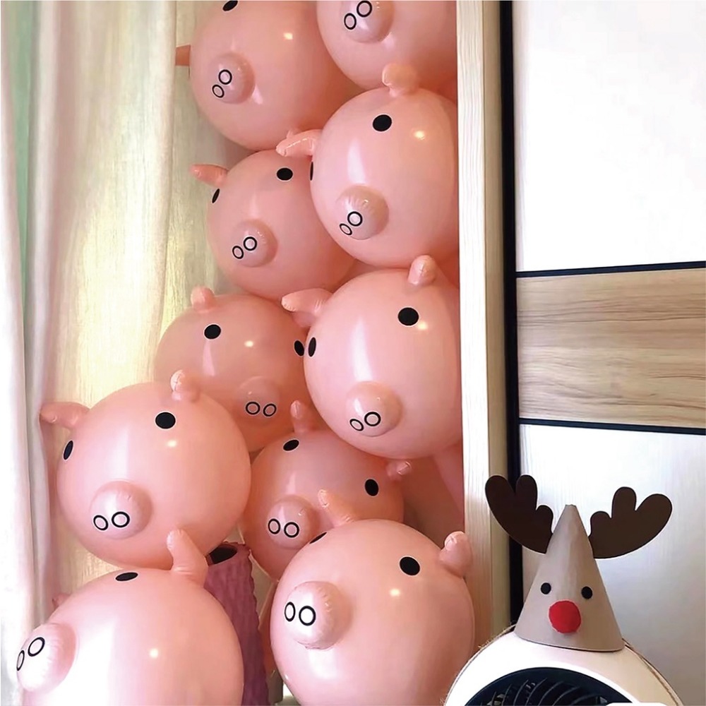 【台灣現貨】小豬仔氣球 粉紅色豬豬氣球 豬頭充氣棒 豬豬 小豬 抖音大叔同款充氣豬頭棒 粉紅豬頭氣球 小紅書抖音爆款-細節圖7