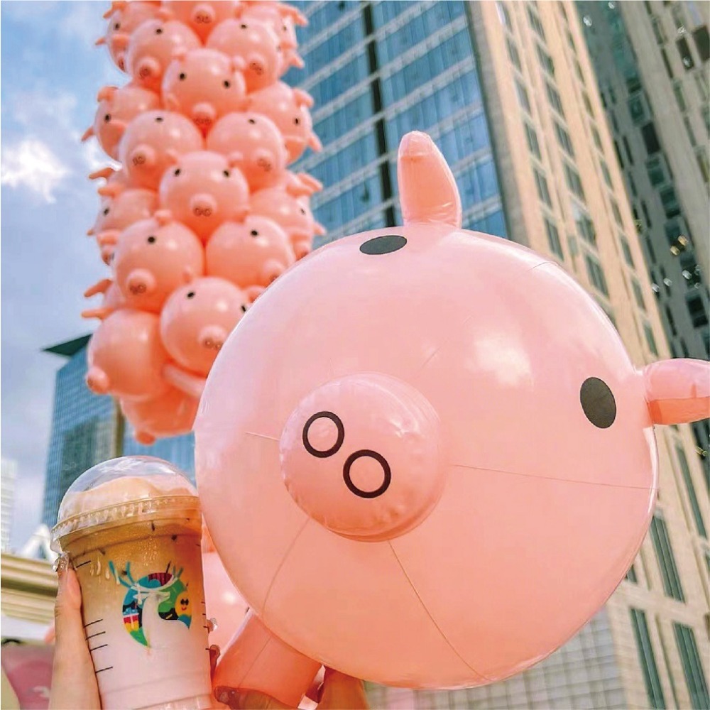 【台灣現貨】小豬仔氣球 粉紅色豬豬氣球 豬頭充氣棒 豬豬 小豬 抖音大叔同款充氣豬頭棒 粉紅豬頭氣球 小紅書抖音爆款-細節圖8
