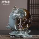 《現貨》祥龍戲珠倒流香座 倒流香 祥龍戲珠 佛教 陶瓷 工藝品 擺件 禮品 香塔 檀香 沉香 崖柏 陶瓷工藝品 香薰爐-規格圖6