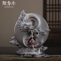 《現貨》祥龍戲珠倒流香座 倒流香 祥龍戲珠 佛教 陶瓷 工藝品 擺件 禮品 香塔 檀香 沉香 崖柏 陶瓷工藝品 香薰爐-規格圖6