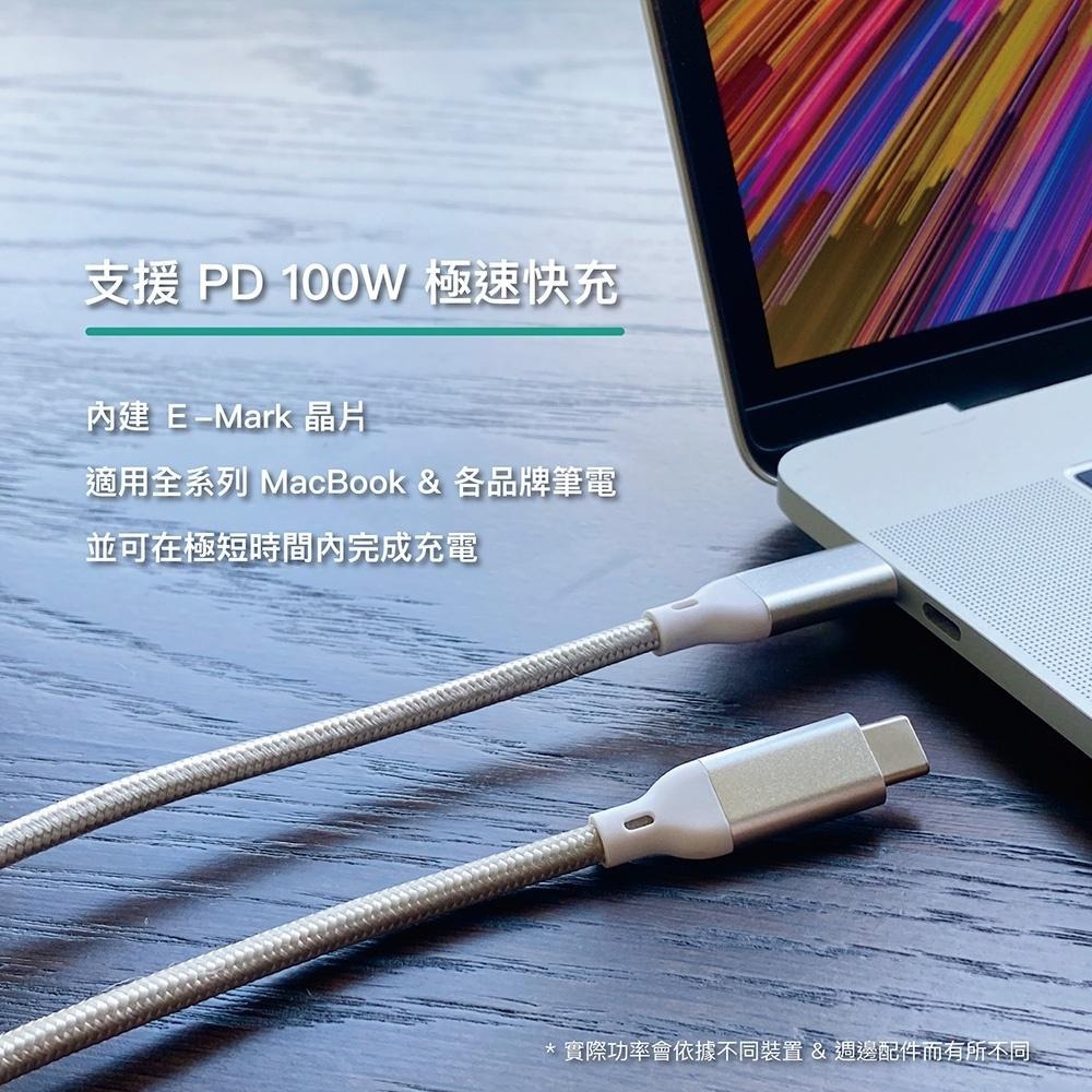 【ENABLE】2年保固 ZOOM! USB-C to USB-C PD100W 5A大電流 高速充電/傳輸線-細節圖6