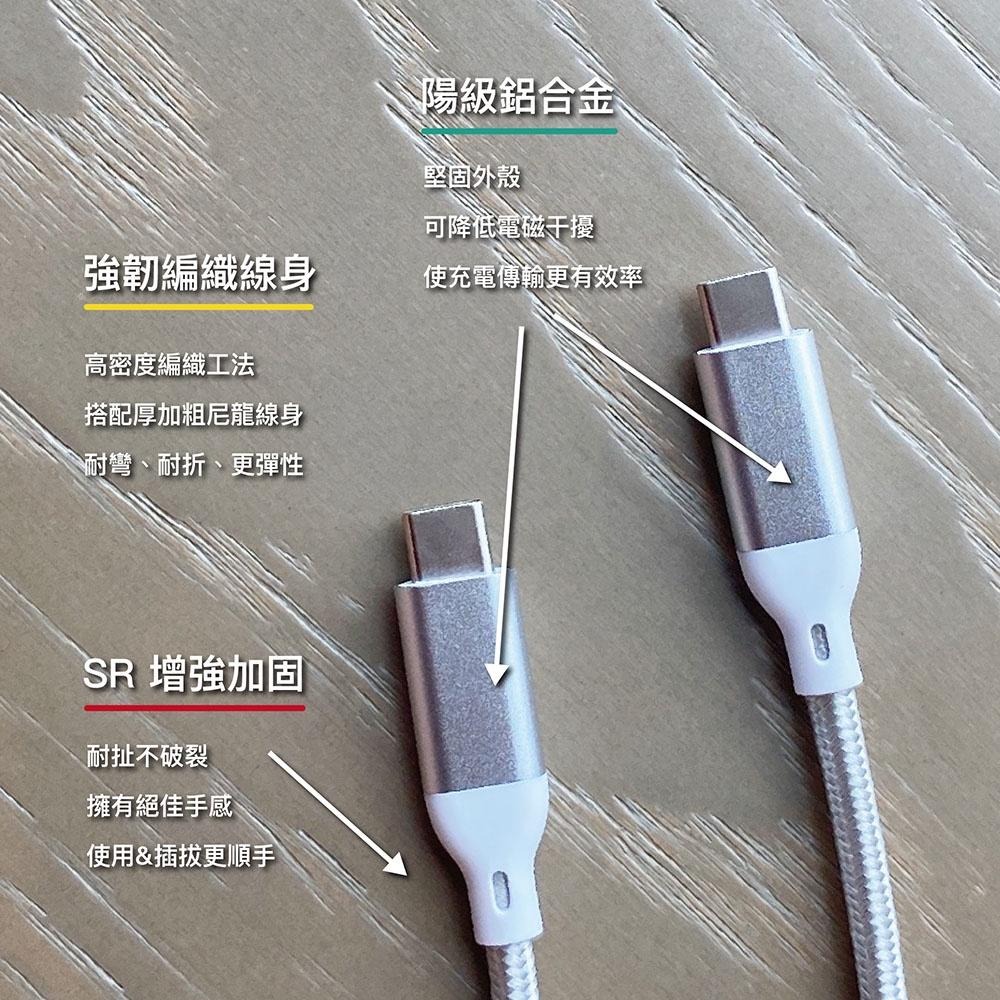 【ENABLE】2年保固 ZOOM! USB-C to USB-C PD100W 5A大電流 高速充電/傳輸線-細節圖5