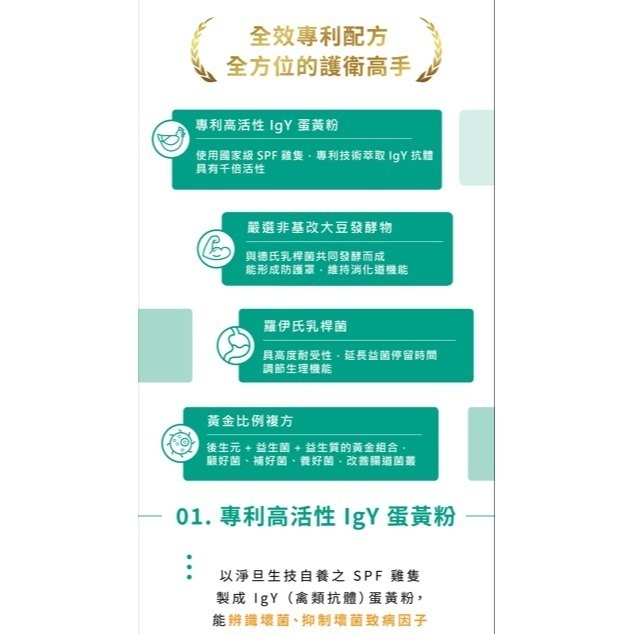 淨旦生技 免運 護衛君SPF蛋黃益生菌 30入/盒 生食蛋製 幽門桿菌 緩解症狀 高活性IgY 腸胃健康 保養身體 認證-細節圖4