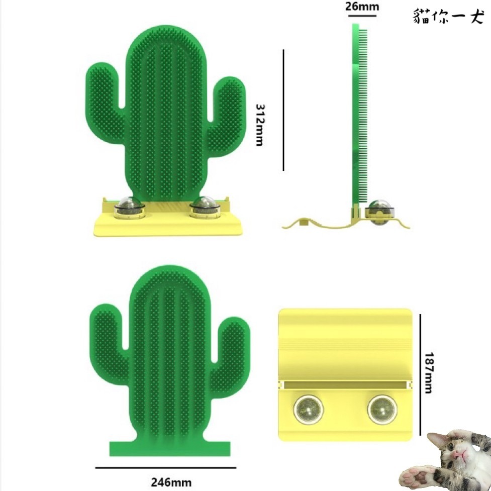 貓你一犬｜貓咪蹭毛器 仙人掌造型 撸貓玩具 抓癢神器 牆角蹭毛器 貓咪抓癢 蹭毛刷 牆角梳 寵物梳 寵物用品 現貨 快速-細節圖3