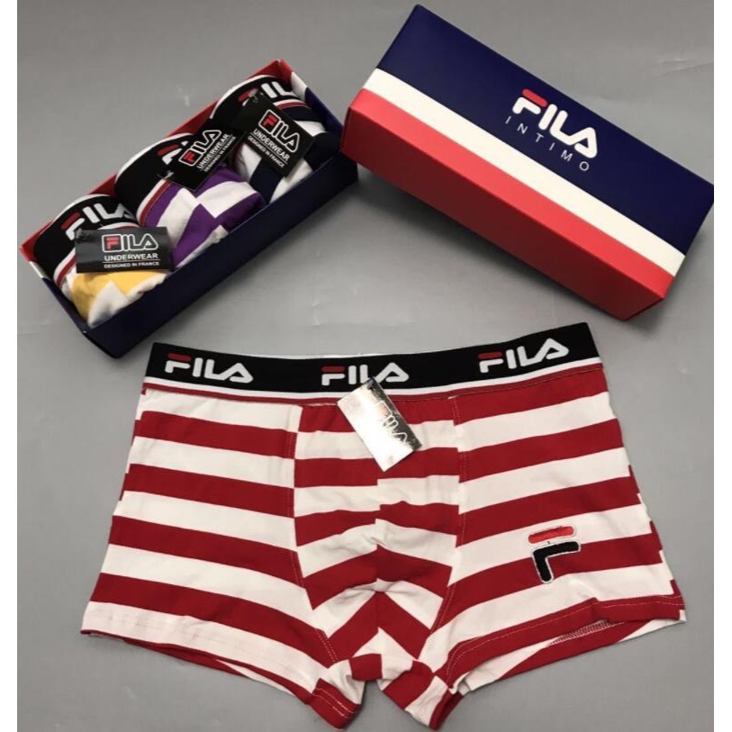 買十送一 熱銷 好穿 FILA 斐樂 條紋款 四角內褲 純棉內褲 男仕內褲 男生內褲 舒適透氣 貼身四角褲-細節圖2