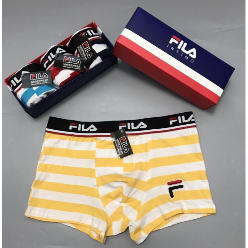 買十送一 熱銷 好穿 FILA 斐樂 條紋款 四角內褲 純棉內褲 男仕內褲 男生內褲 舒適透氣 貼身四角褲-細節圖4