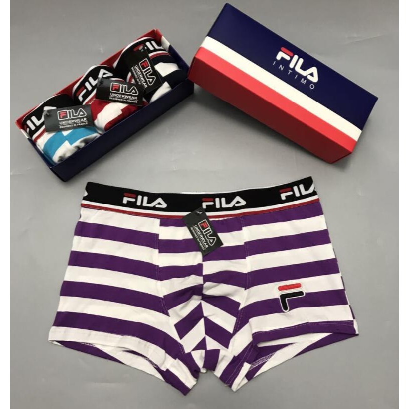 買十送一 熱銷 好穿 FILA 斐樂 條紋款 四角內褲 純棉內褲 男仕內褲 男生內褲 舒適透氣 貼身四角褲-細節圖6