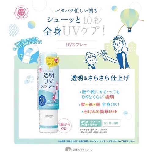 日本製石澤研究所 紫外線預報透明防曬噴霧 防曬透明噴霧 1歲小朋友可用-細節圖6
