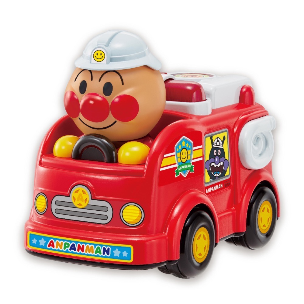 日本代購 正版麵包超人 消防車警車 麵包車 有聲響 1.5歲-細節圖5