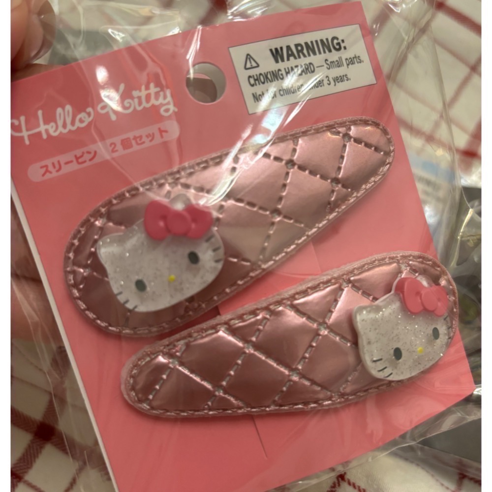 日本 三麗鷗 瀏海夾 立體 菱格紋 庫洛米 kitty 美樂蒂 大耳狗-規格圖11