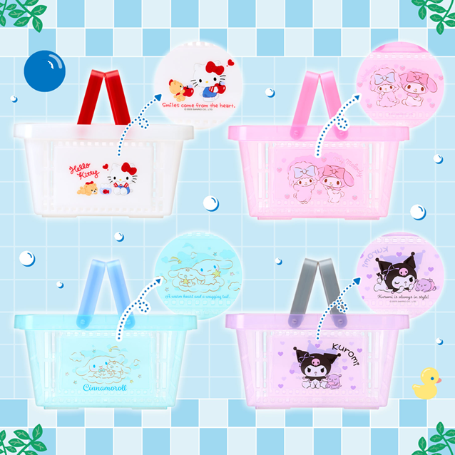 日本三麗鷗 庫洛米 kitty 大耳狗 美樂蒂收納提籃 雙面圖案 辦公室 居家小物-細節圖6
