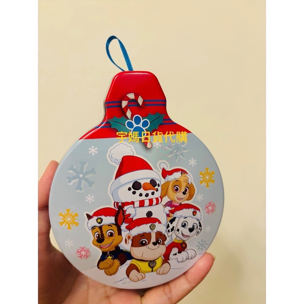 日本聖誕節限定汪汪隊 鐵盒造型菓子掛飾-規格圖4