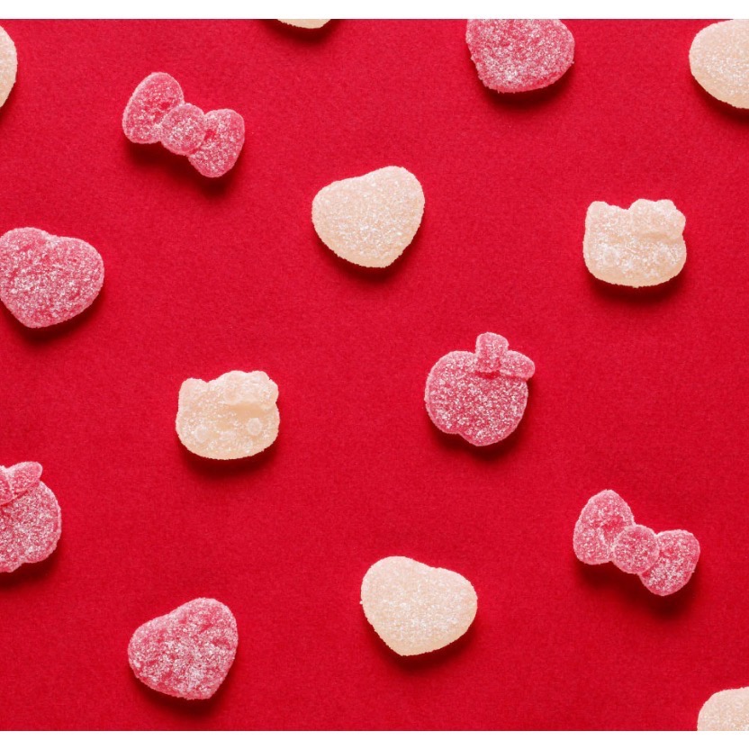 日本 Kanro pure  kitty 愛心 蝴蝶結造型軟糖-細節圖2