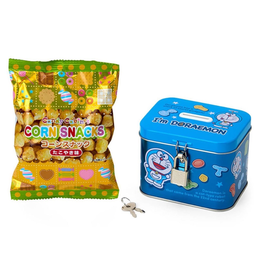 日本 哆啦a夢 史努比 餅乾 存錢筒 鐵桶 附鎖頭-細節圖2