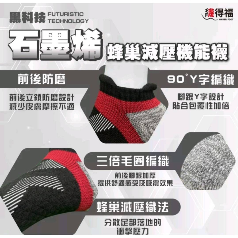 台灣現貨 石墨烯 蜂巢機能襪 透氣襪 台灣製-細節圖3