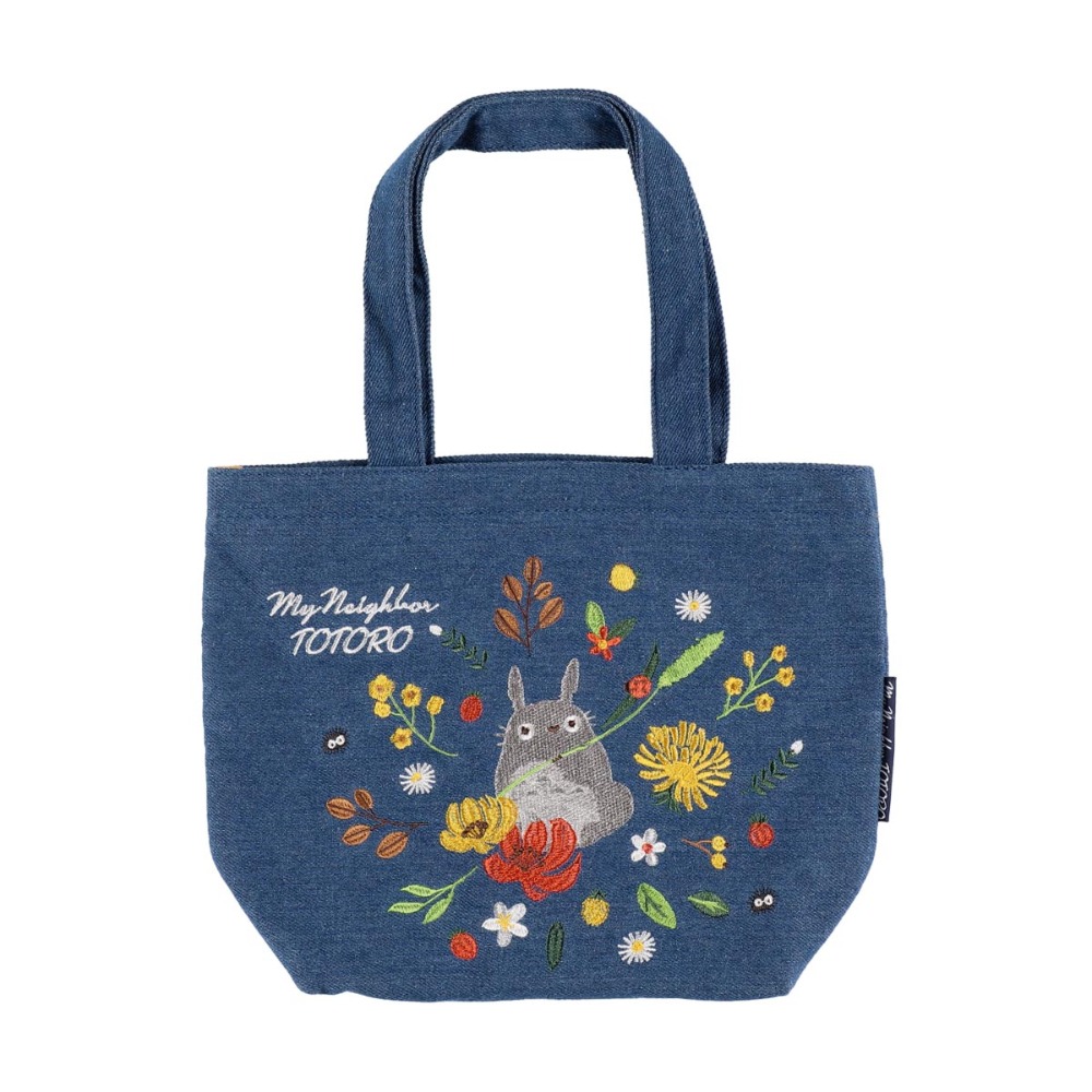 Pelo日本代購 龍貓刺繡系列 牛仔布 TOTO包 午餐手提包 拉鍊包 化妝包-規格圖9