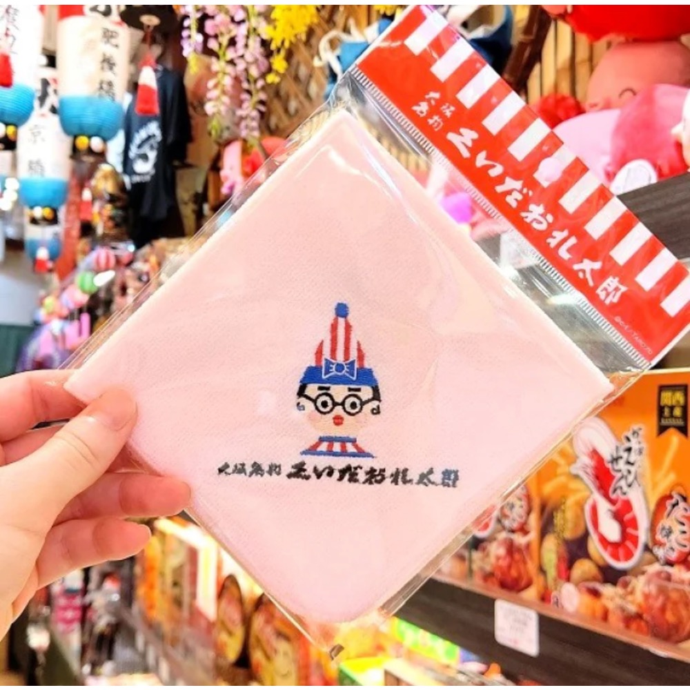 Pelo日本代購 預購 食倒太郎 手帕小毛巾 粉紅色 大阪 紀念品 土產 粉黃色 100%棉 生日禮物 父親節 母親節-細節圖6