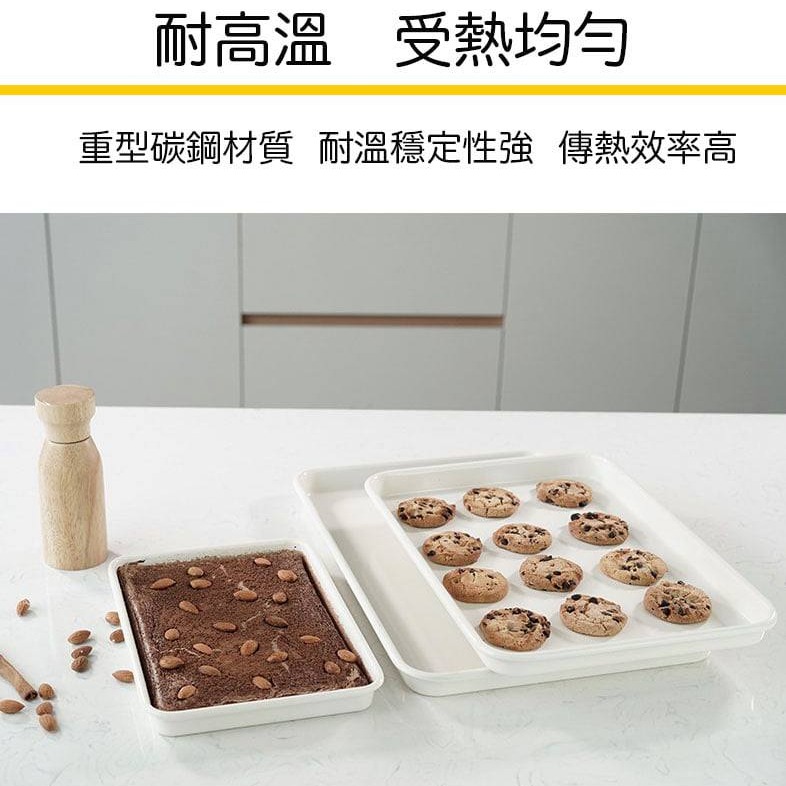 ◎9.5+13+15吋三件套◎FDA加厚奶昔白碳鋼烤盤蛋糕模具/不沾塗層披薩蛋糕烤盤/布朗尼曲奇餅乾不沾塗層烤肉盤-細節圖3