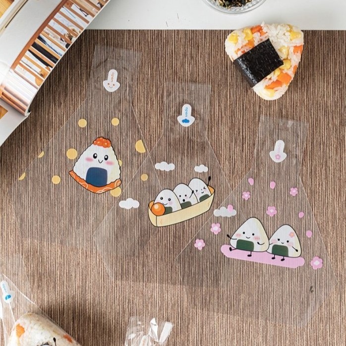 日式三角飯糰易撕包裝袋/日式壽司海苔打包袋(約50只入)/專用可加熱家用可愛透明包裝紙-細節圖4