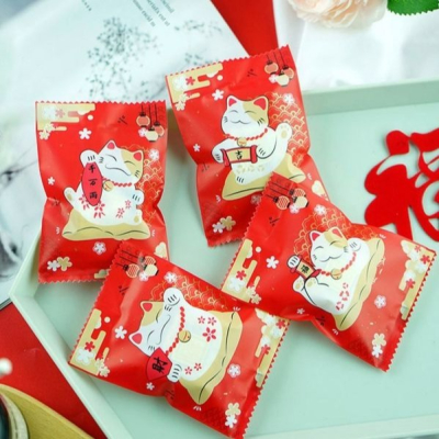 ▪7*10cm▪新年福氣招財貓雪Q餅牛軋餅包裝袋(約95~100入/包)/原創食品級封袋