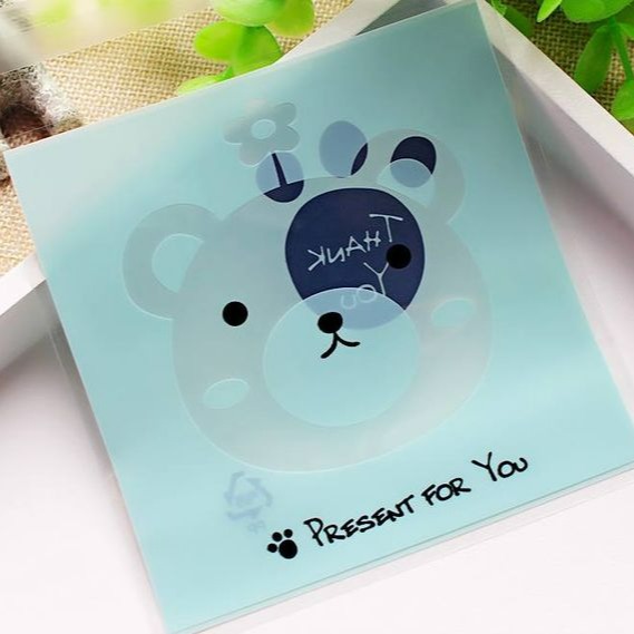 ▪10*10cm+3cm▪可愛貓狗熊頭系列餅乾袋(100個/每包)/自封袋/塑料袋/點心袋-細節圖3