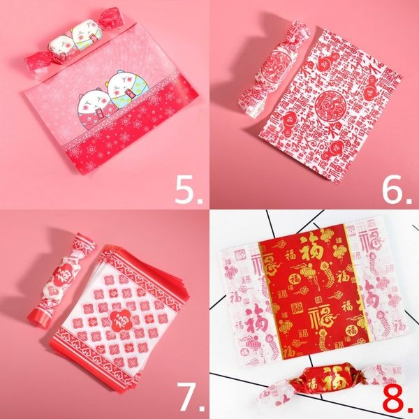 ▪500張入/包▪新年系列招財貓福字牛軋糖糖果包裝紙/高品質烘焙新春專用包裝油紙/手工自製牛扎糖DIY材料糖紙-細節圖2