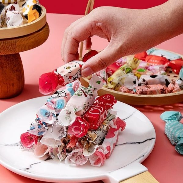 ▪500張入/包▪新年系列招財貓福字牛軋糖糖果包裝紙/高品質烘焙新春專用包裝油紙/手工自製牛扎糖DIY材料糖紙-細節圖3