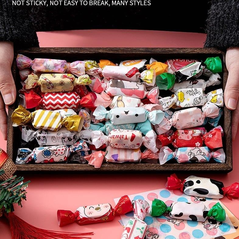 ▪500張入/包▪新年系列招財貓福字牛軋糖糖果包裝紙/高品質烘焙新春專用包裝油紙/手工自製牛扎糖DIY材料糖紙-細節圖5