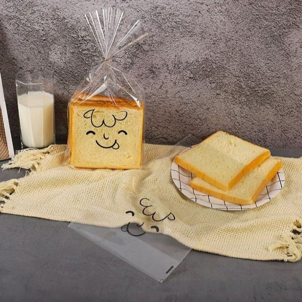 ◎19*29+底8cm◎手繪表情透明可立式平口吐司袋(50只/包)/餅乾袋/點心糖果袋/食品級麵包烘焙包裝袋-細節圖2