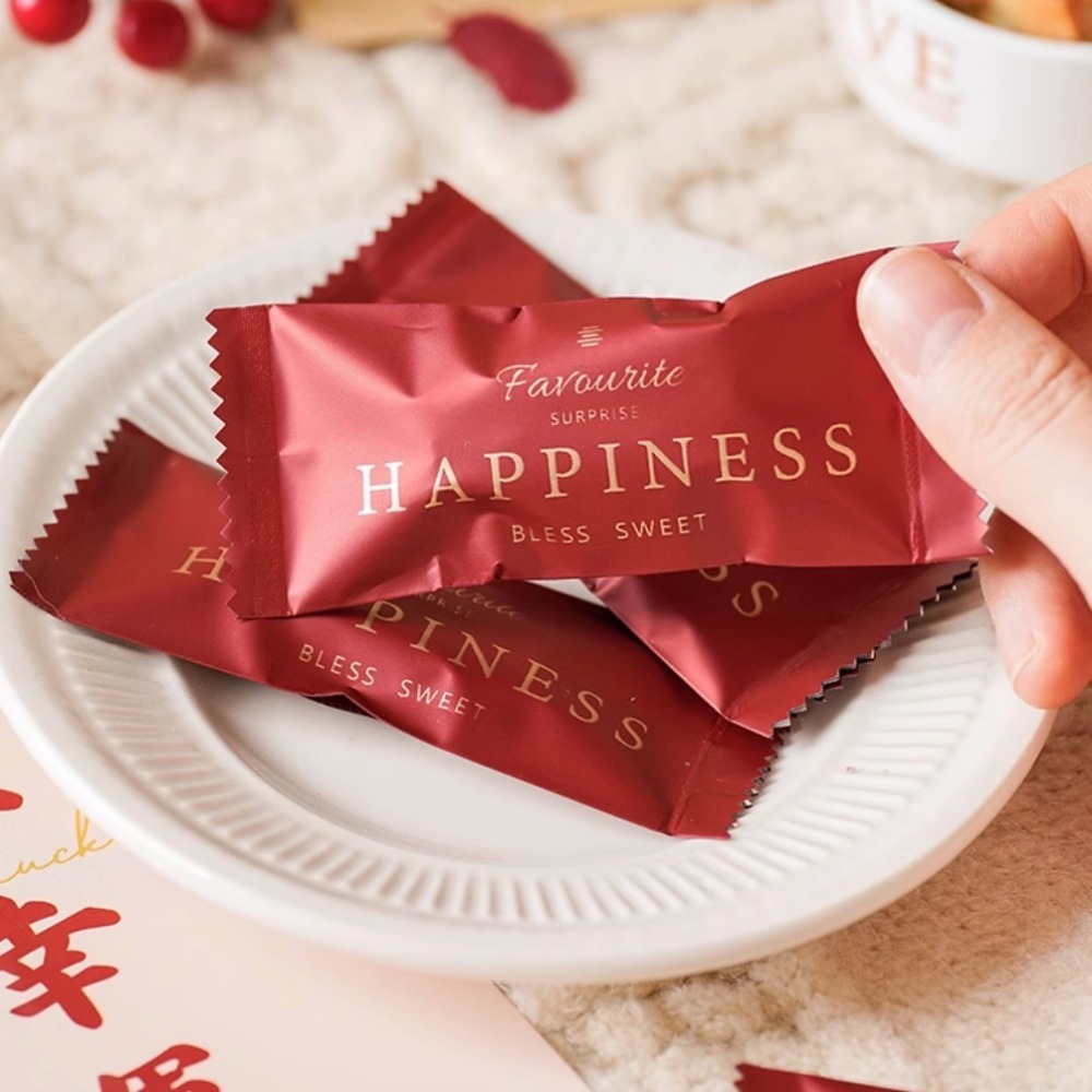 ▪4*9.5cm▪奢華黑金紅加厚牛軋糖鋁箔包裝袋(約100只入)/食品級糖果機封袋/南棗核桃糕CPP霧光膜糖袋-細節圖3