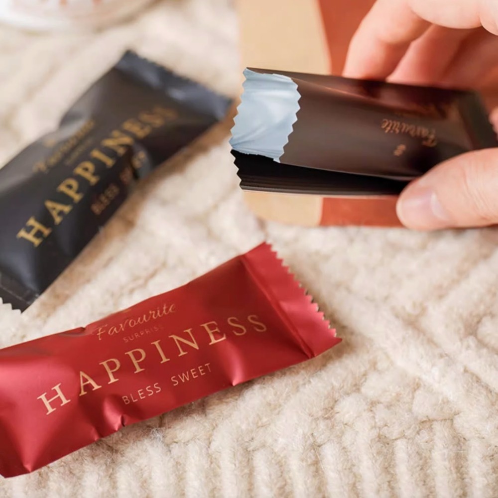 ▪4*9.5cm▪奢華黑金紅加厚牛軋糖鋁箔包裝袋(約100只入)/食品級糖果機封袋/南棗核桃糕CPP霧光膜糖袋-細節圖4