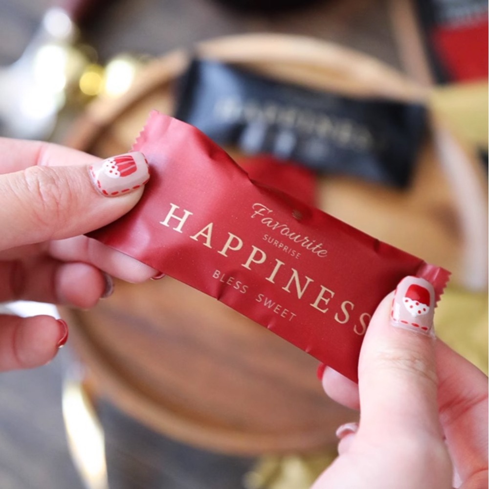 ▪4*9.5cm▪奢華黑金紅加厚牛軋糖鋁箔包裝袋(約100只入)/食品級糖果機封袋/南棗核桃糕CPP霧光膜糖袋-細節圖7