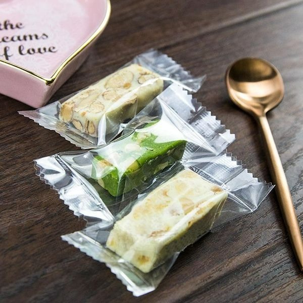 ◎4*9.5cm◎全透明&半透明磨砂牛軋糖包裝袋(約195-200枚入)/點點半透明磨砂糖果包裝袋/牛奶糖包裝袋-細節圖3